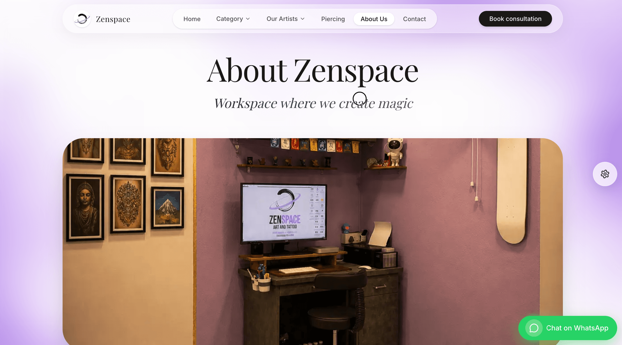 Zenspace - Tattoo Studio Brand Site built by GOATED. software agency Mumbai